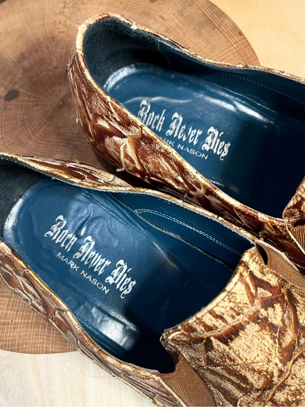 Vintage Mark Nason Rock Never Dies Leather Loafers Made in Italy Size 10